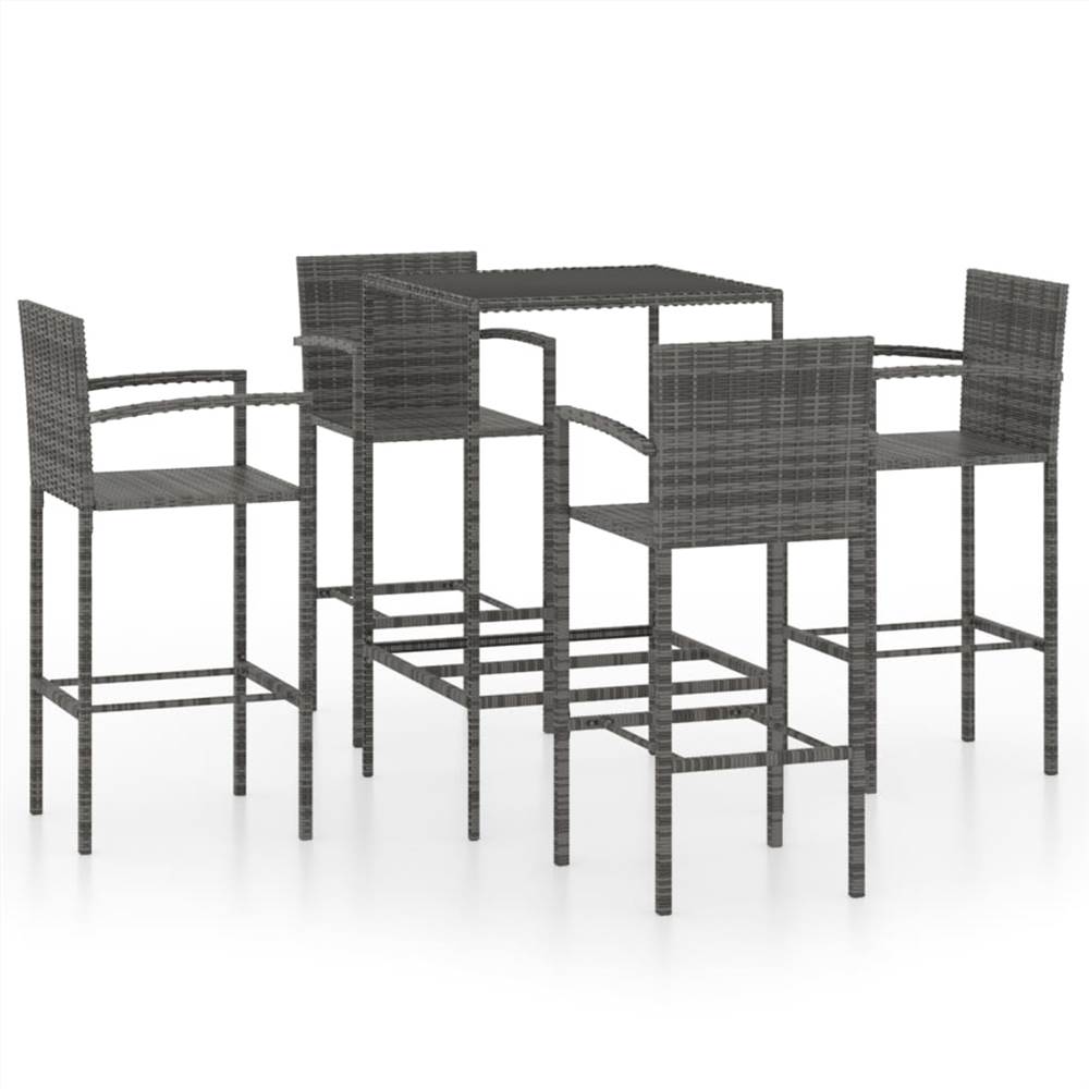 

5 Piece Garden Bar Set Poly Rattan Grey