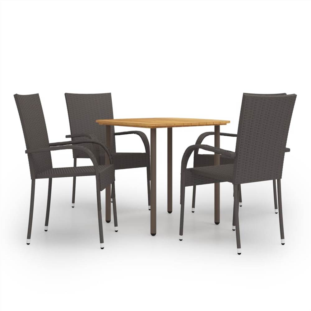 

5 Piece Garden Dining Set Poly Rattan Brown