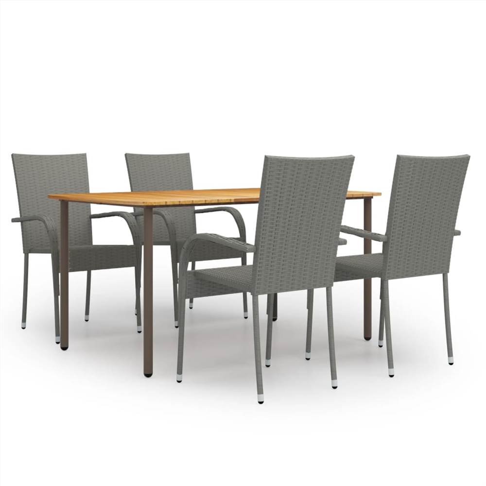 

5 Piece Garden Dining Set Poly Rattan Grey