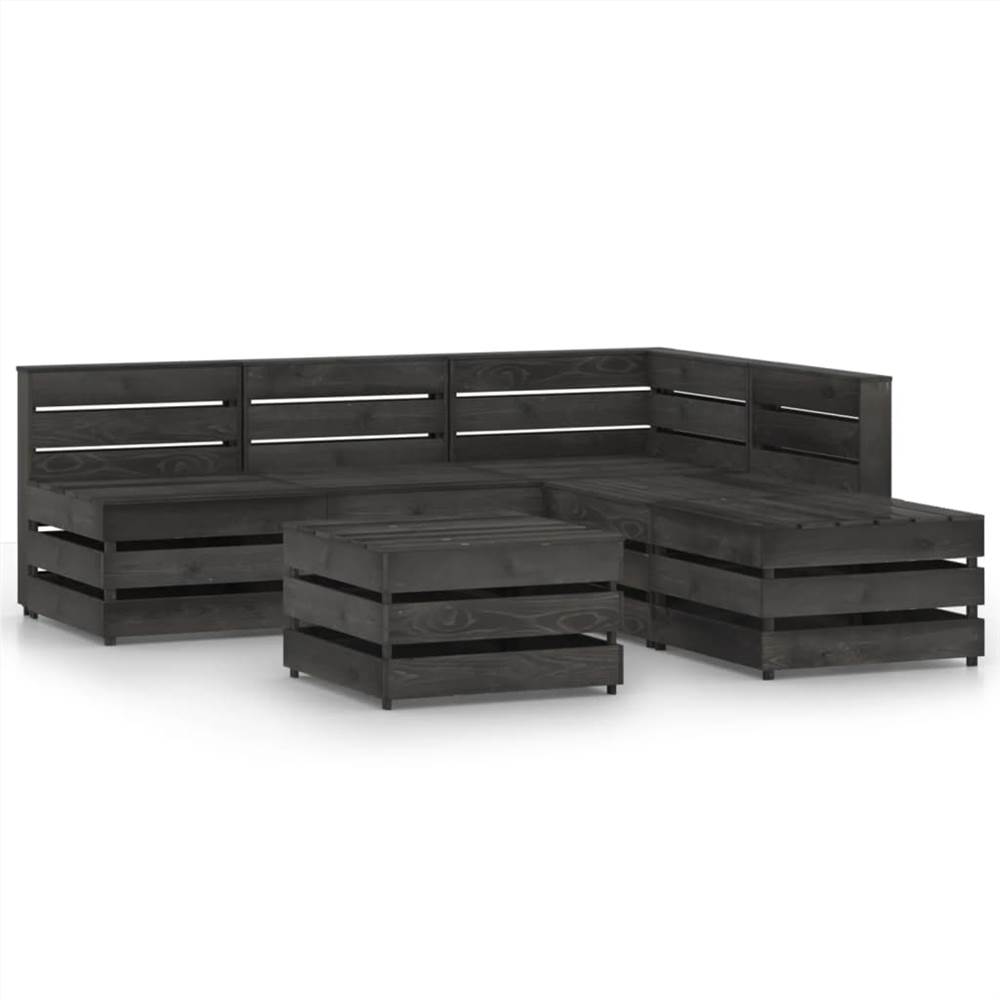 

6 Piece Garden Lounge Set Grey Impregnated Pinewood