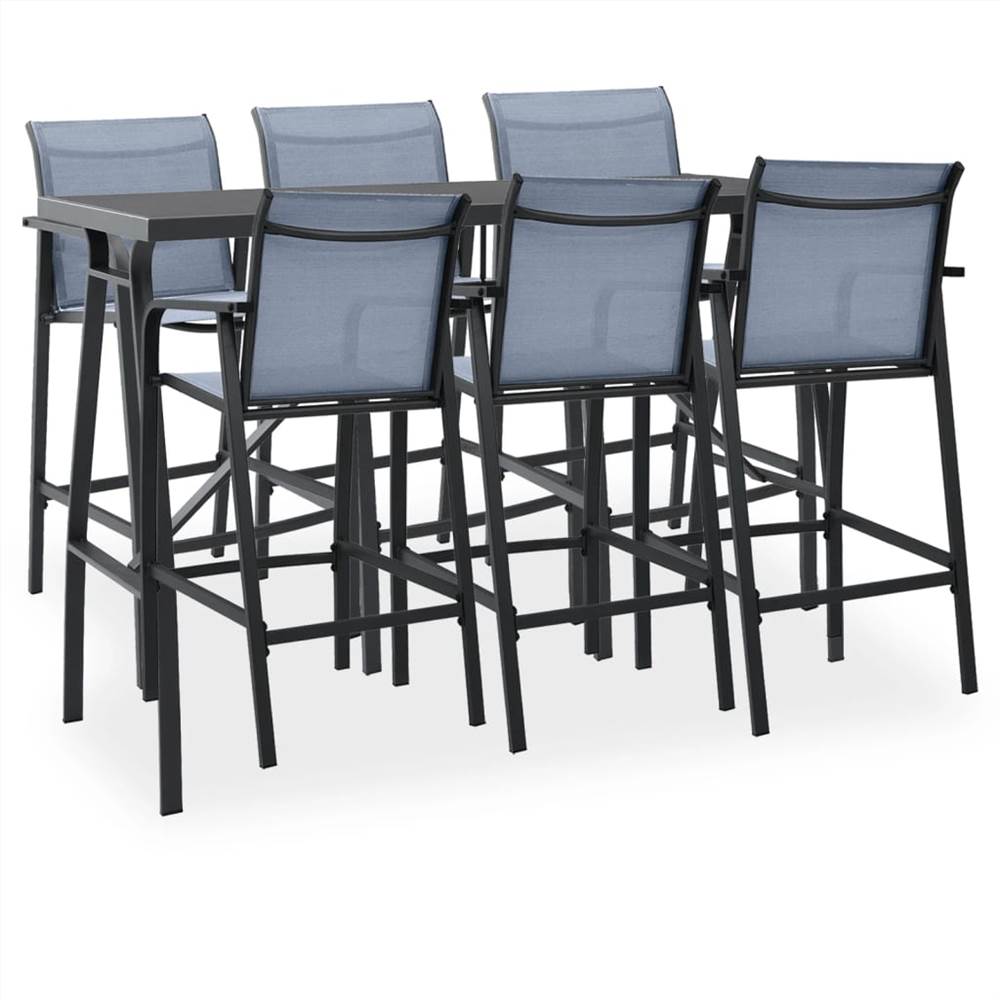 

7 Piece Garden Bar Set Black and Grey