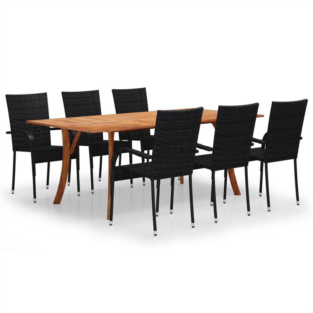 

7 Piece Garden Dining Set Black