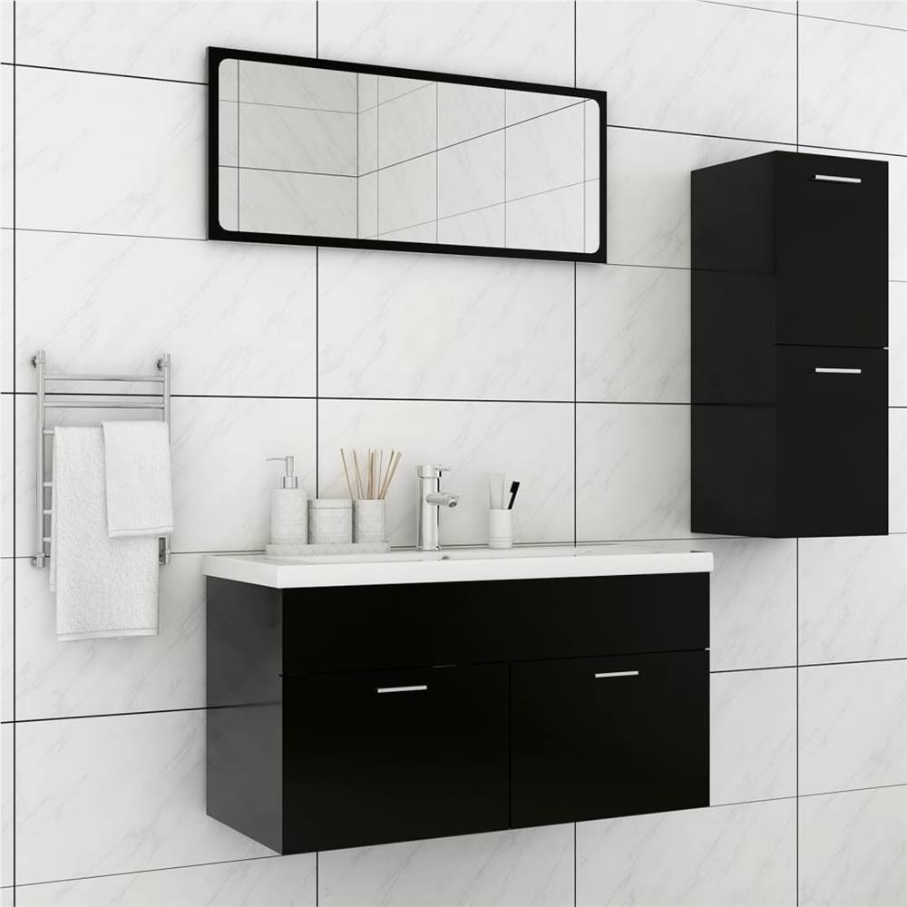 

Bathroom Furniture Set Black Chipboard