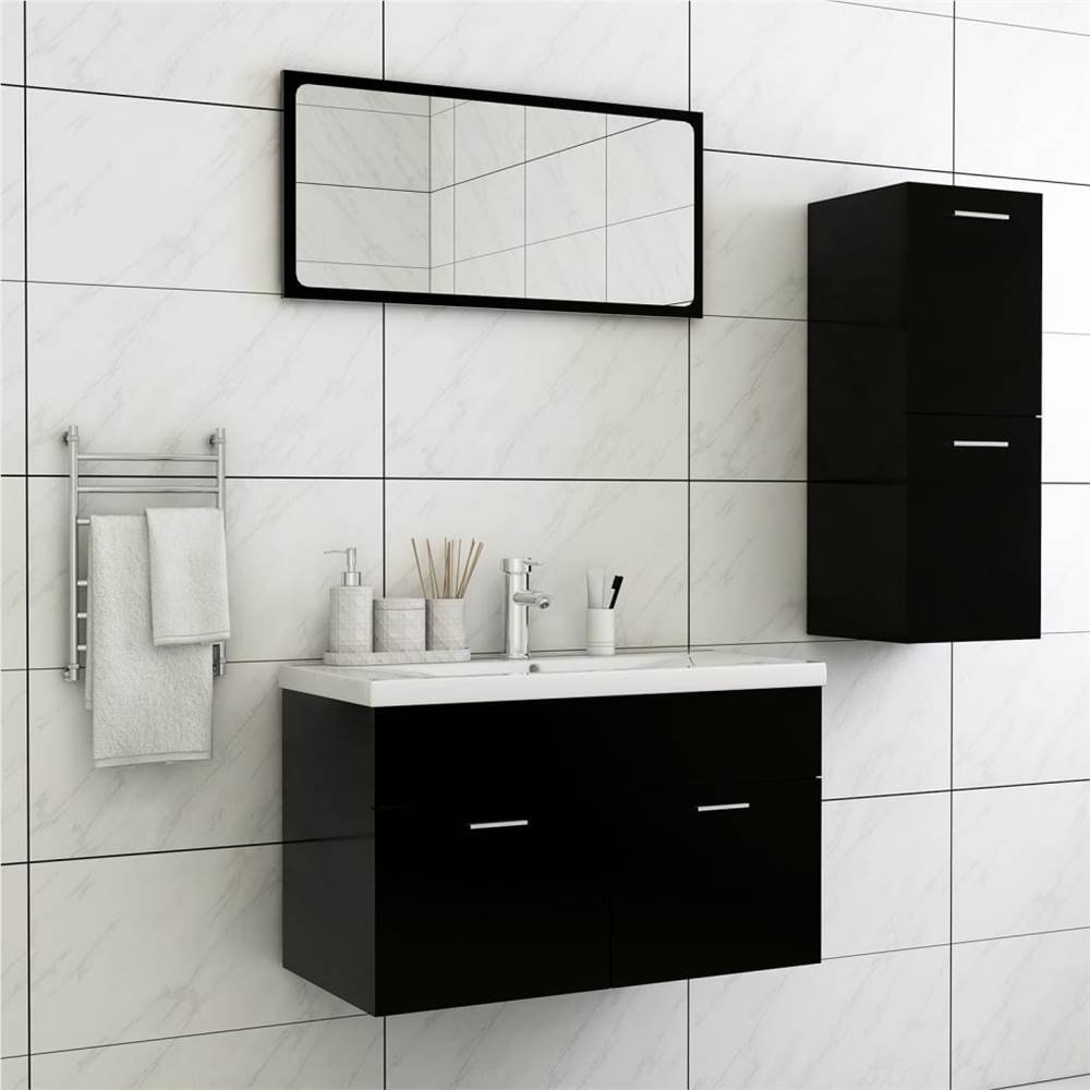 

Bathroom Furniture Set Black Chipboard