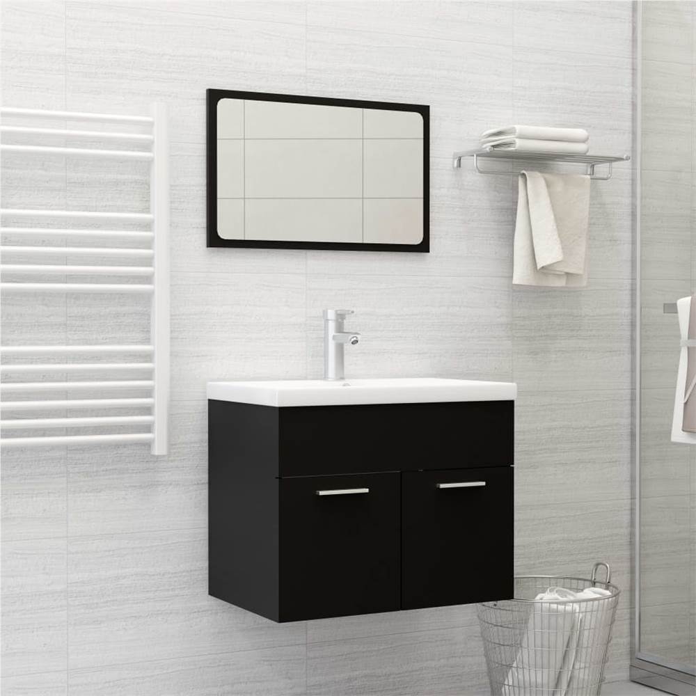 

Bathroom Furniture Set Black Chipboard