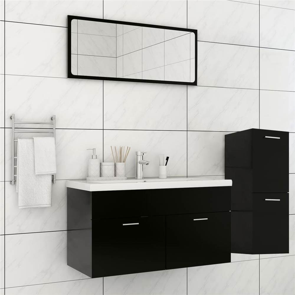 

Bathroom Furniture Set Black Chipboard