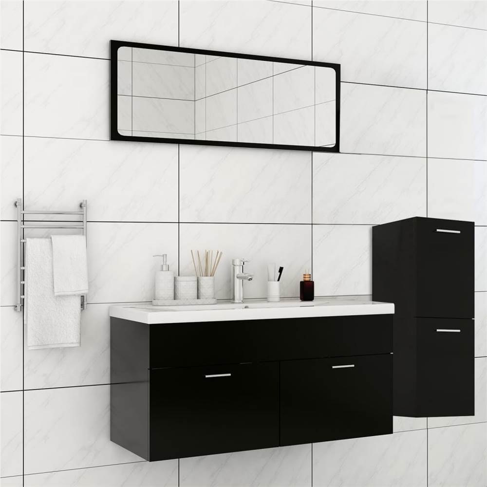 

Bathroom Furniture Set Black Chipboard