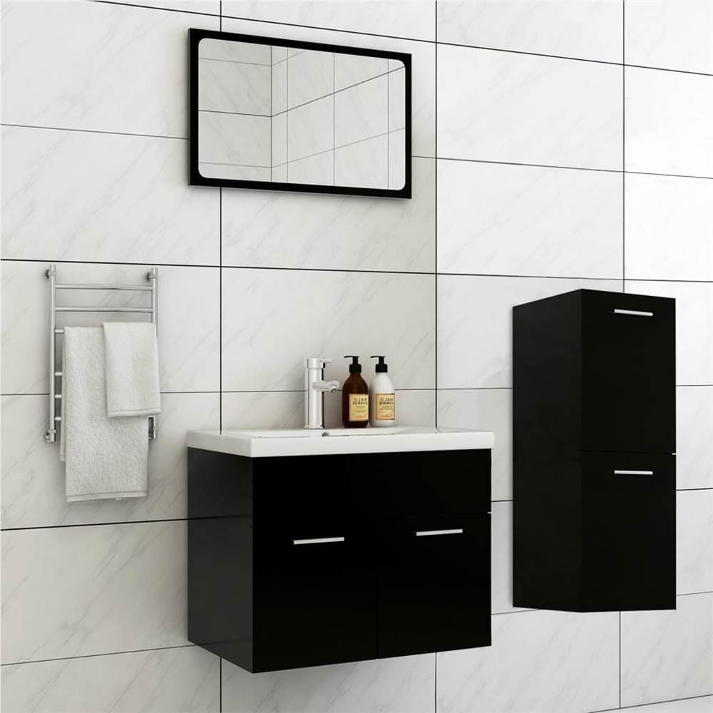 

Bathroom Furniture Set Black Chipboard