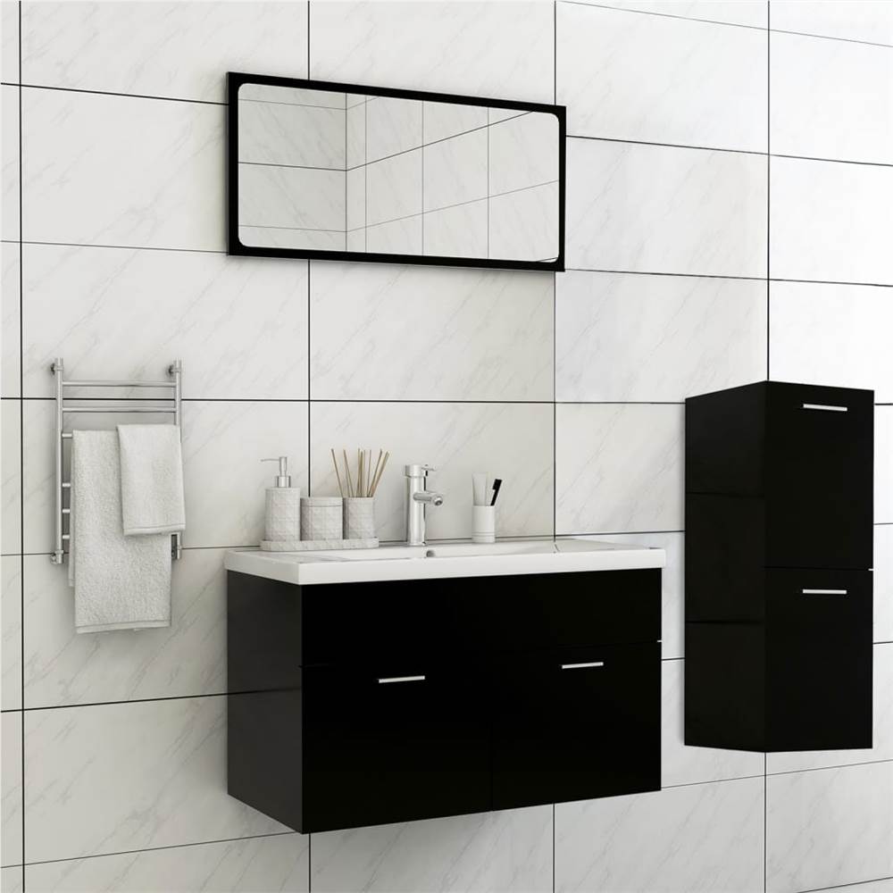 

Bathroom Furniture Set Black Chipboard