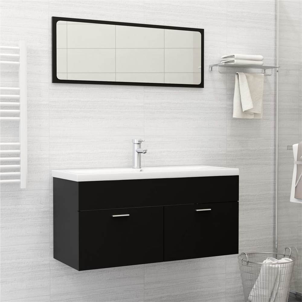 

Bathroom Furniture Set Black Chipboard