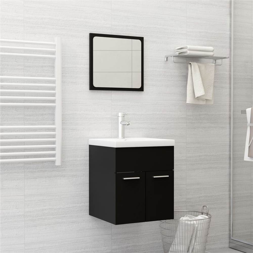 

Bathroom Furniture Set Black Chipboard