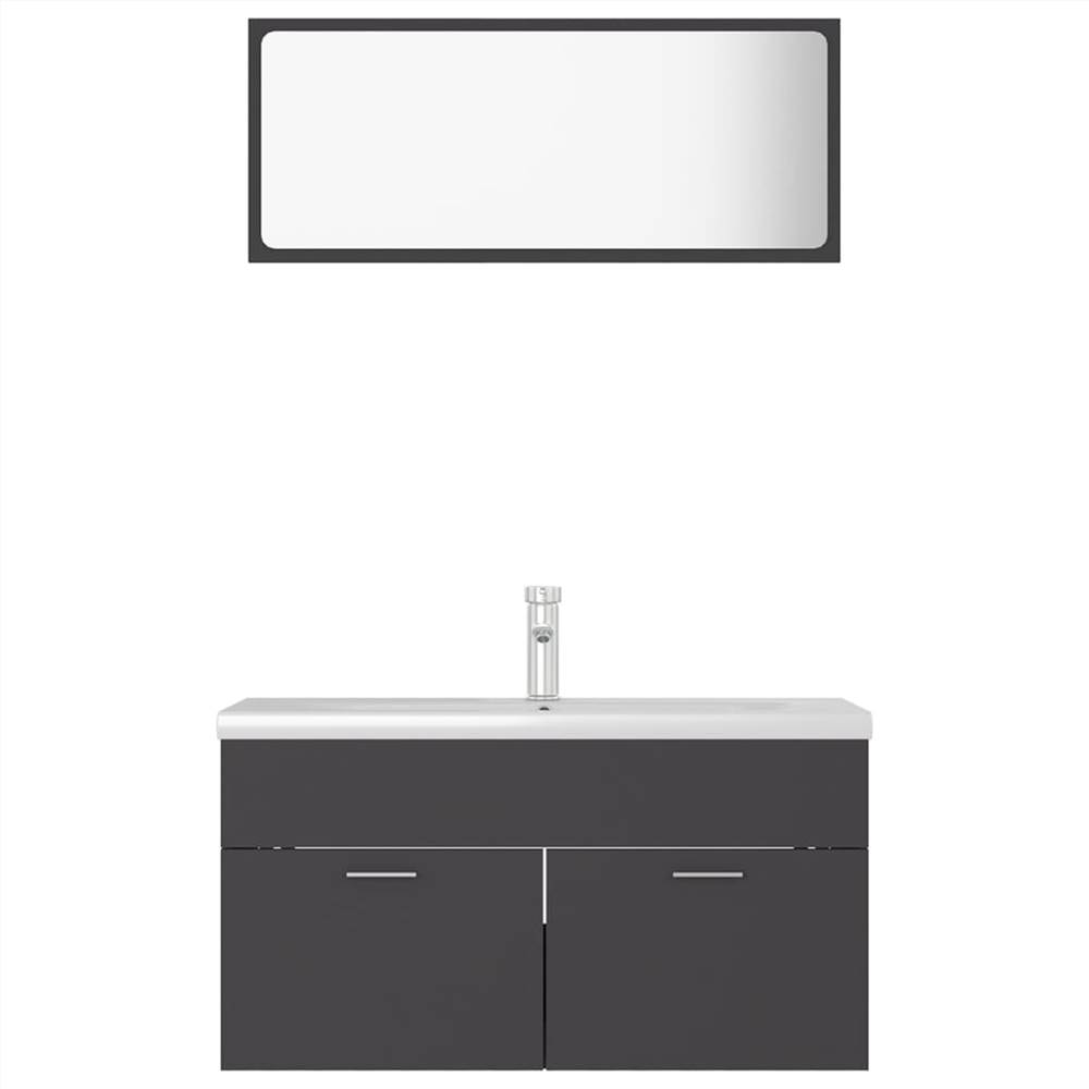 Bathroom Furniture Set Grey Chipboard