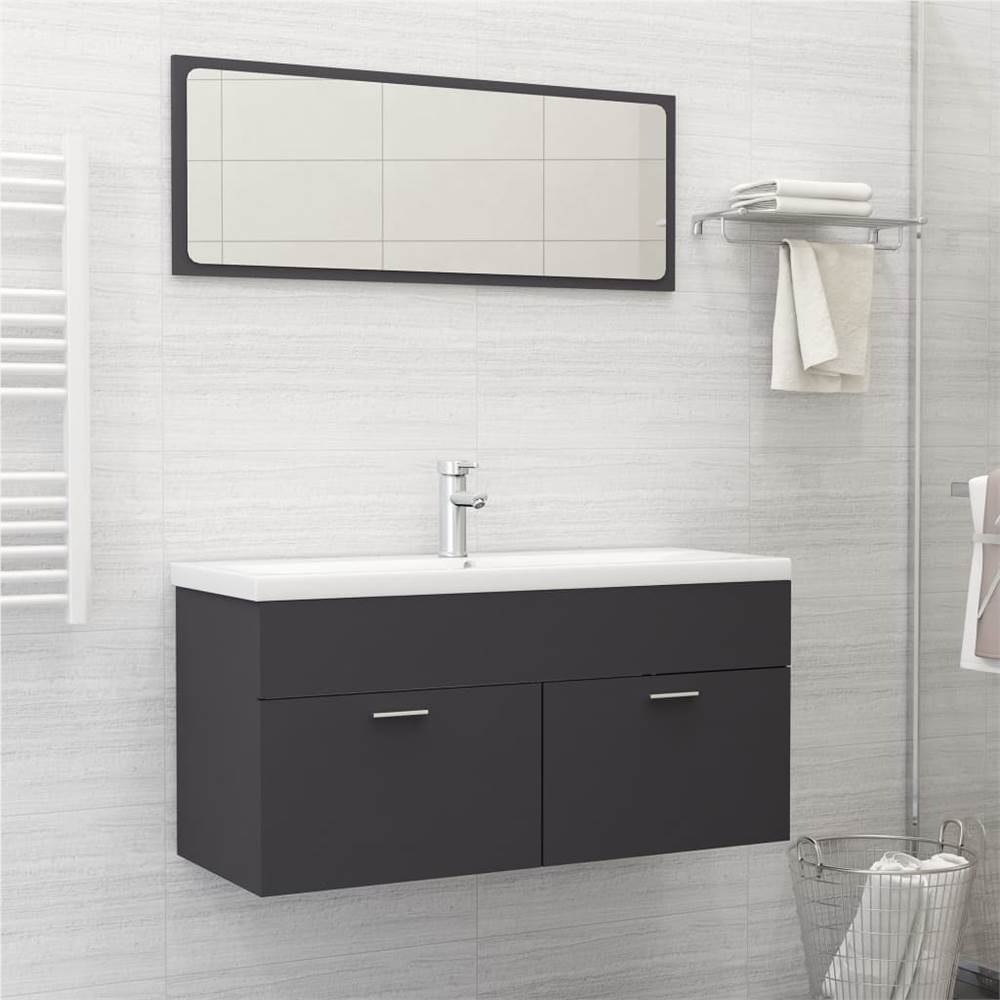 

Bathroom Furniture Set Grey Chipboard