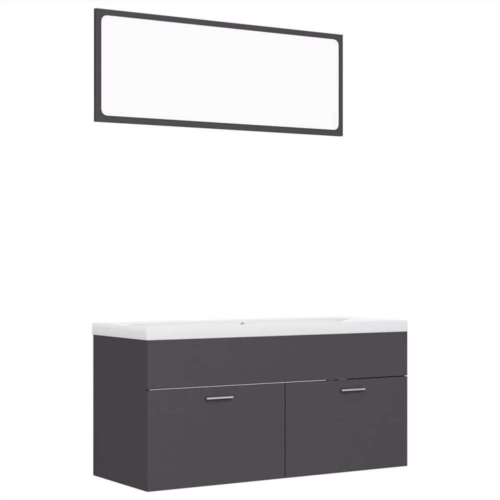 Bathroom Furniture Set Grey Chipboard