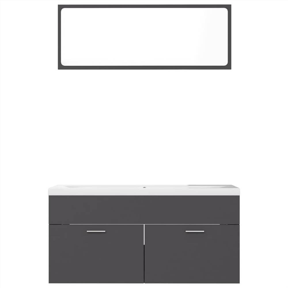 Bathroom Furniture Set Grey Chipboard