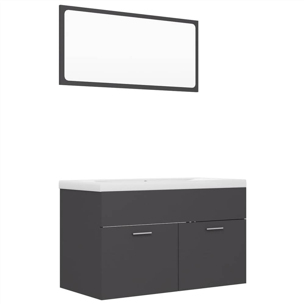 Bathroom Furniture Set Grey Chipboard