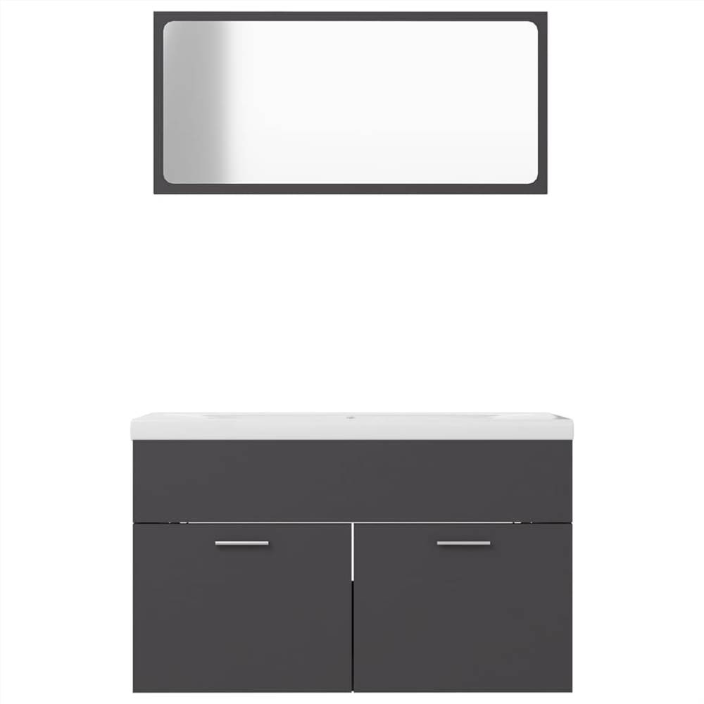 Bathroom Furniture Set Grey Chipboard