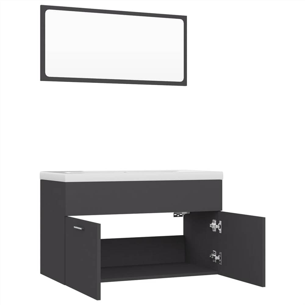 Bathroom Furniture Set Grey Chipboard
