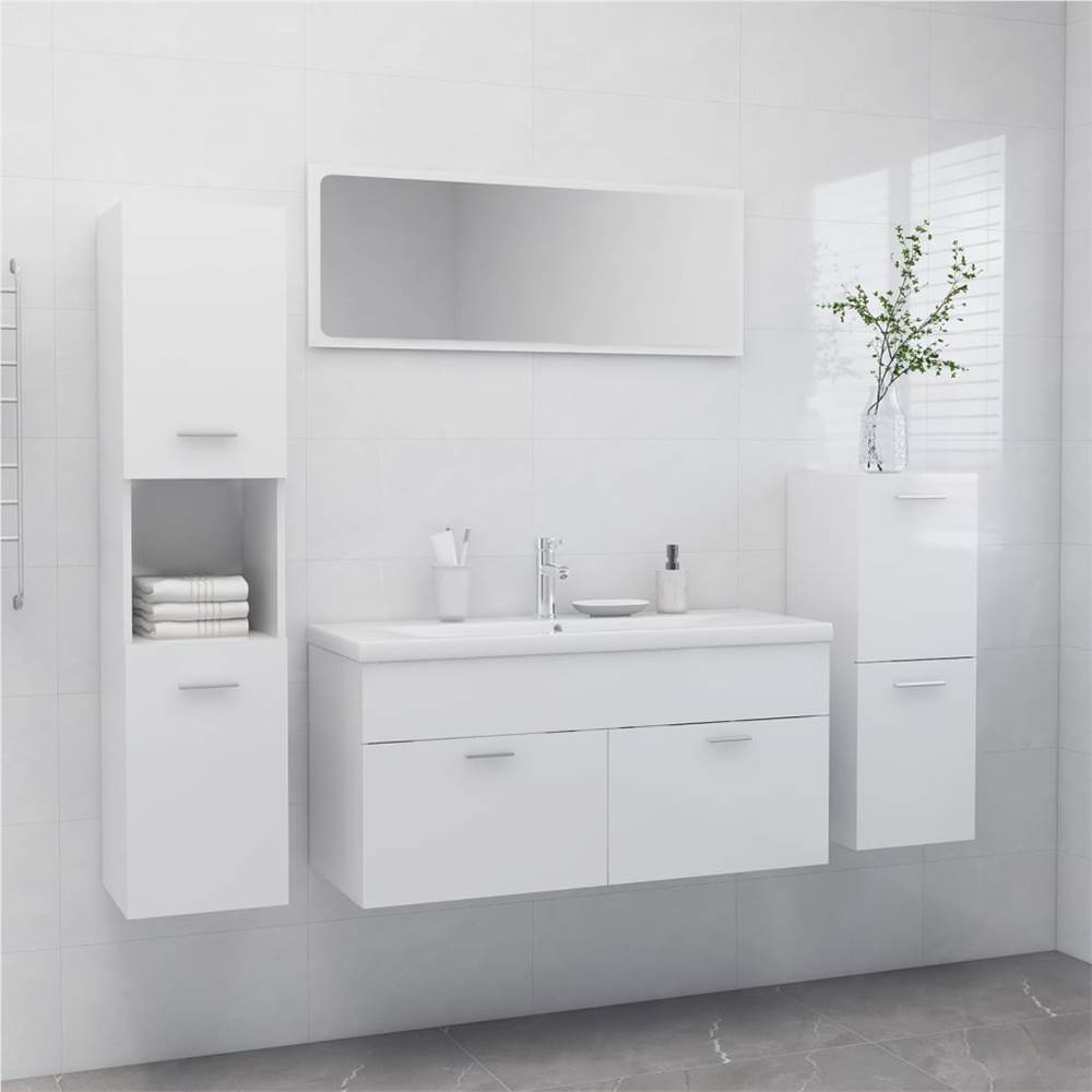 

Bathroom Furniture Set High Gloss White Chipboard