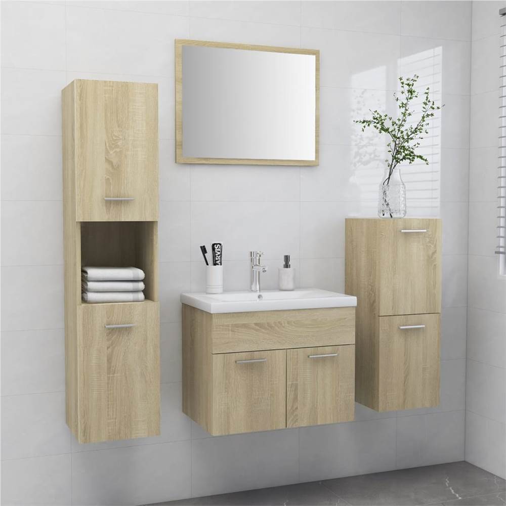 

Bathroom Furniture Set Sonoma Oak Chipboard