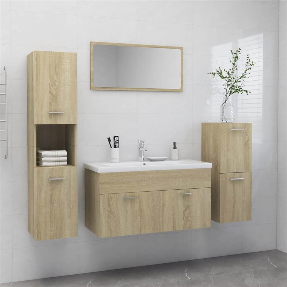 

Bathroom Furniture Set Sonoma Oak Chipboard
