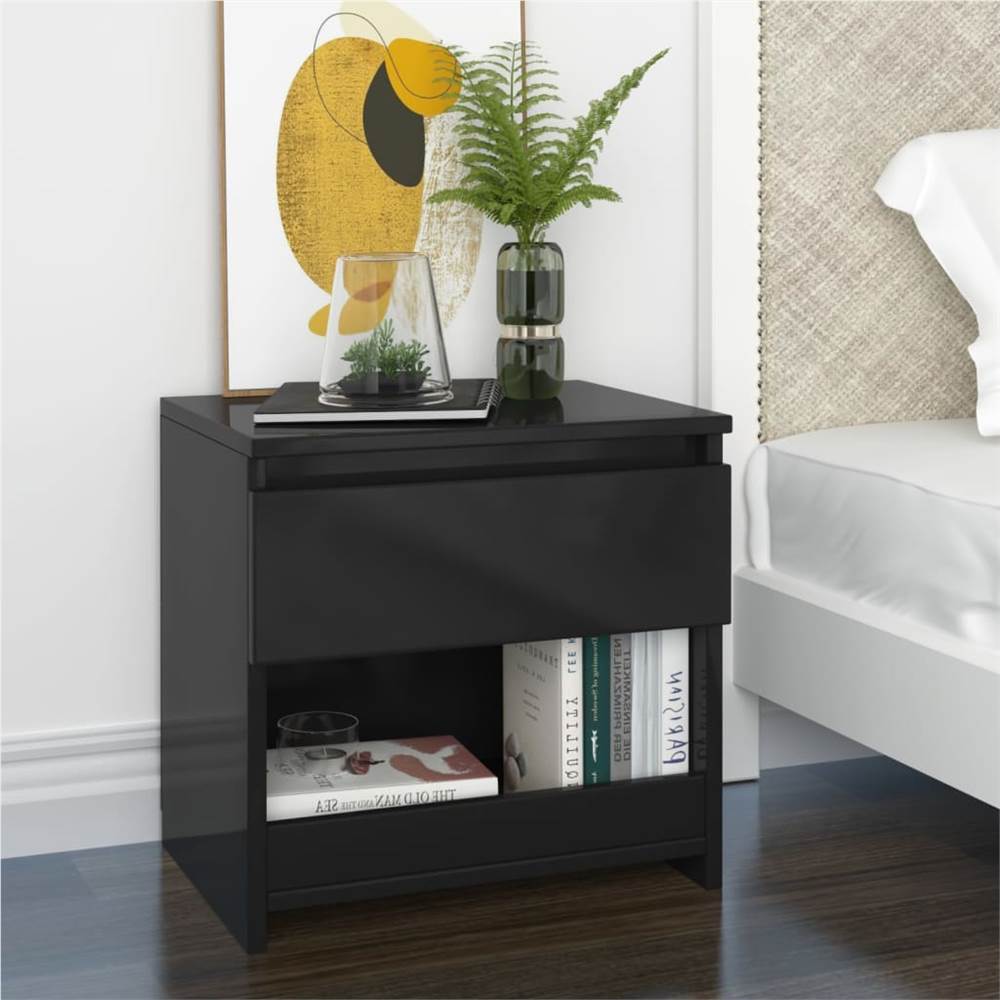 

Bedside Cabinet High Gloss Black 40x30x39 cm Chipboard