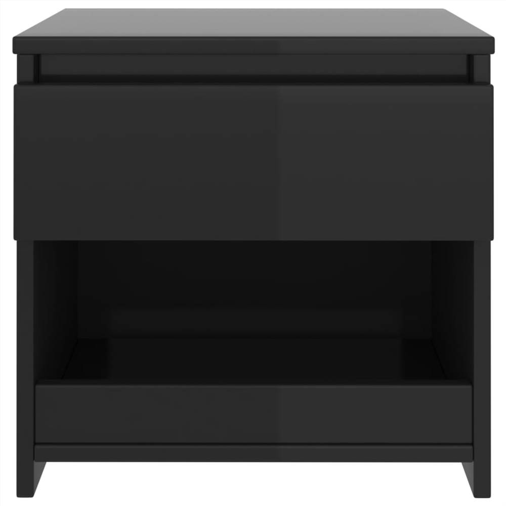 Bedside High Gloss Black 40x30x39 cm Chipboard