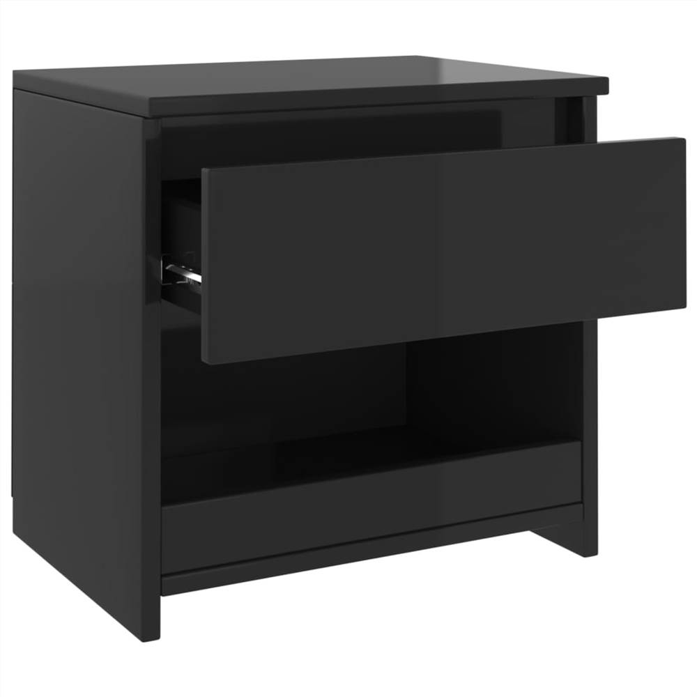 Bedside High Gloss Black 40x30x39 cm Chipboard