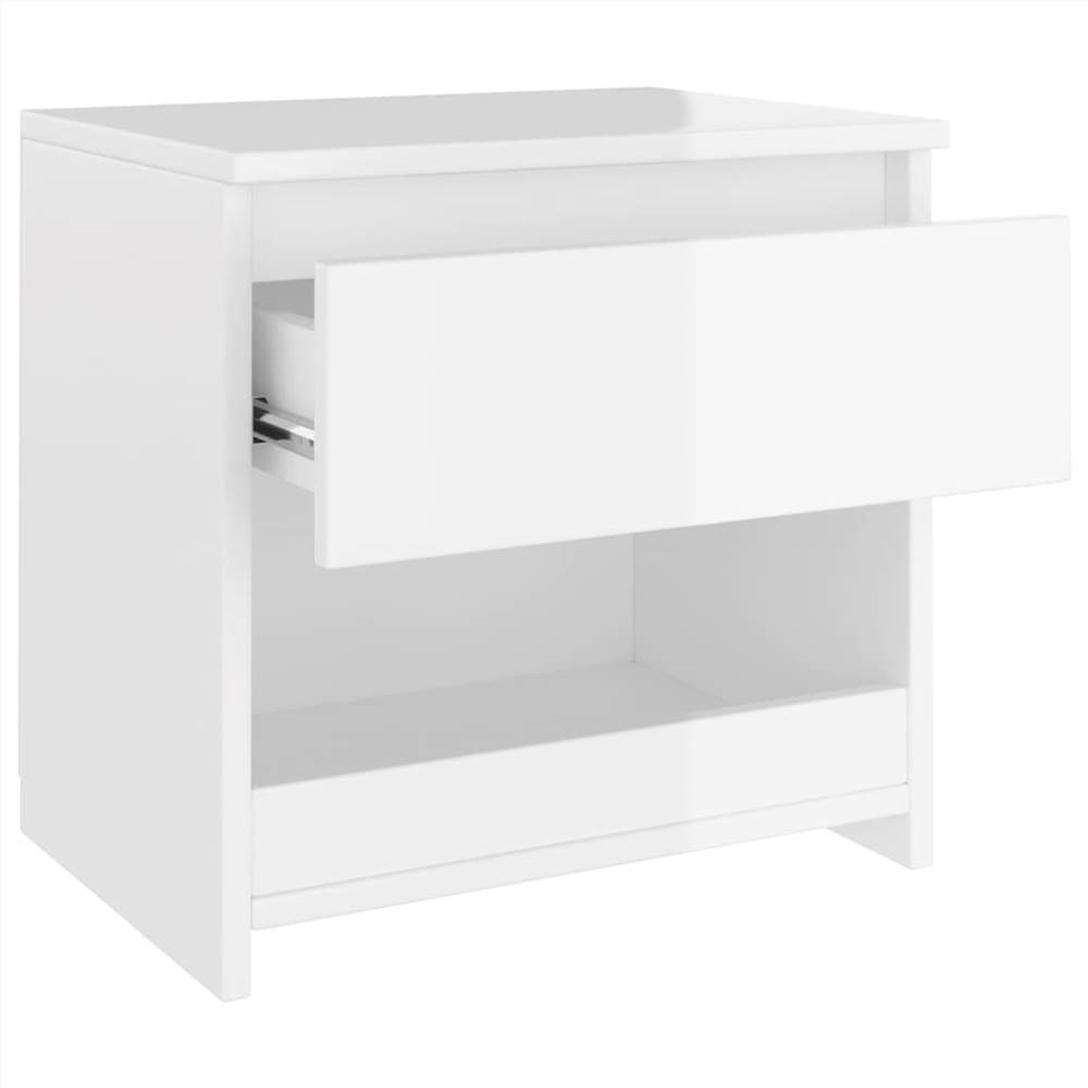 Bedside 2 pcs High Gloss White 40x30x39 cm Chipboard