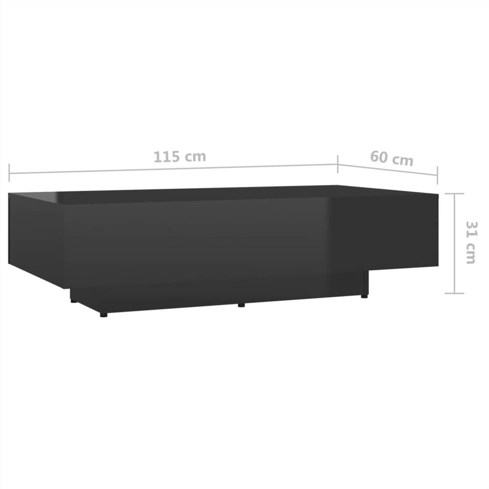 Coffee Table High Gloss Black 115x60x31 cm Chipboard