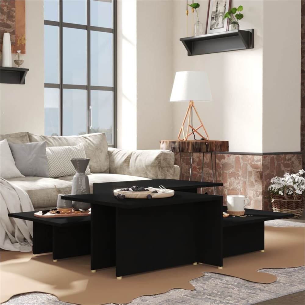 

Coffee Tables 2 pcs Black 111.5x50x33 cm Chipboard