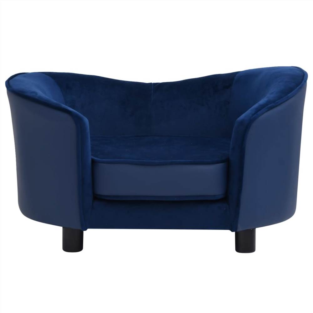 Dog Sofa Blue 69x49x40 cm Plush and Faux Leather