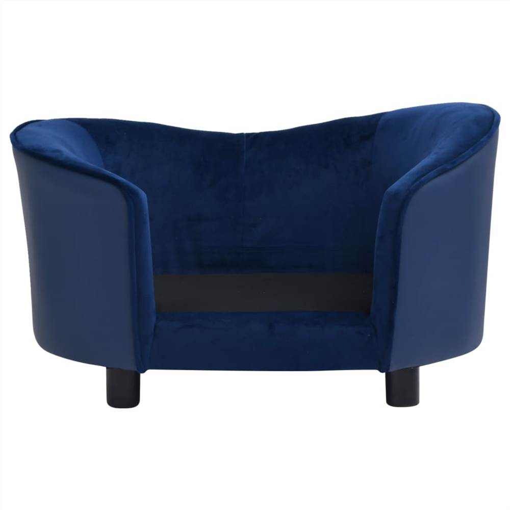 Dog Sofa Blue 69x49x40 cm Plush and Faux Leather