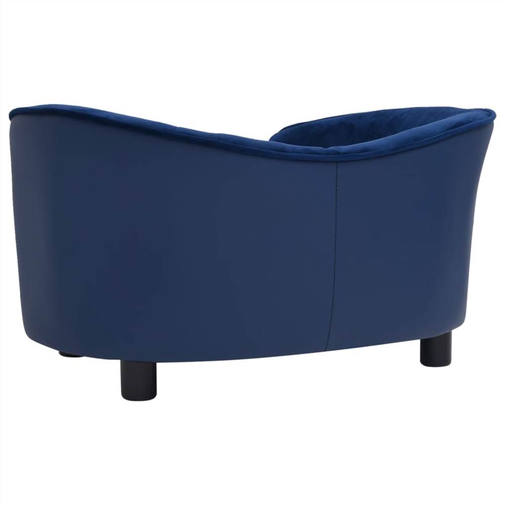 Dog Sofa Blue 69x49x40 cm Plush and Faux Leather