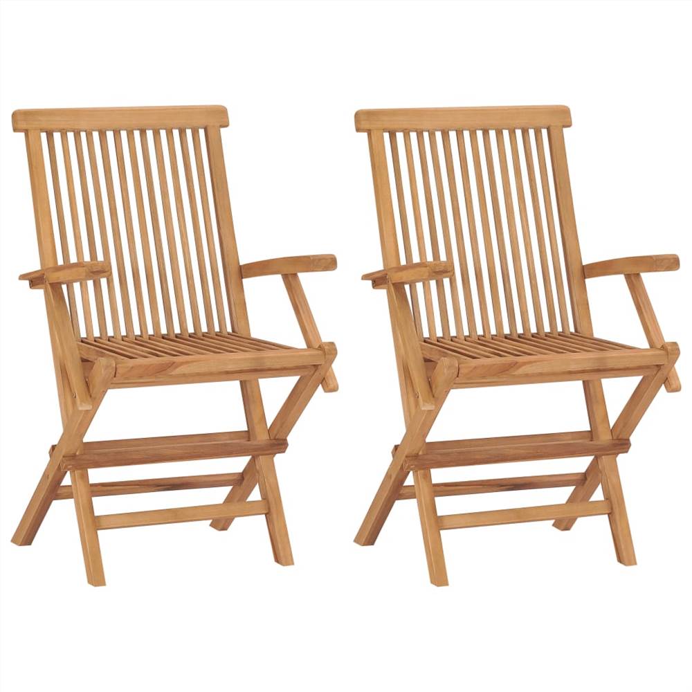 

Folding Garden Chairs 2 pcs Solid Teak Wood