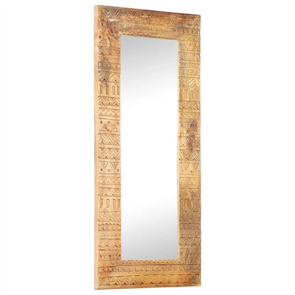 مرآة منحوتة باليد 110x50x11 سم من خشب المانجو الصلب