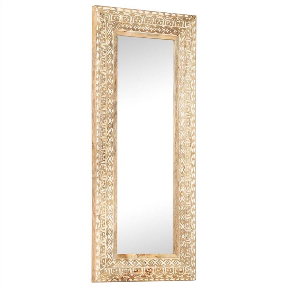 Hand-Carved Mirror 110x50x11 cm Solid Mango Wood