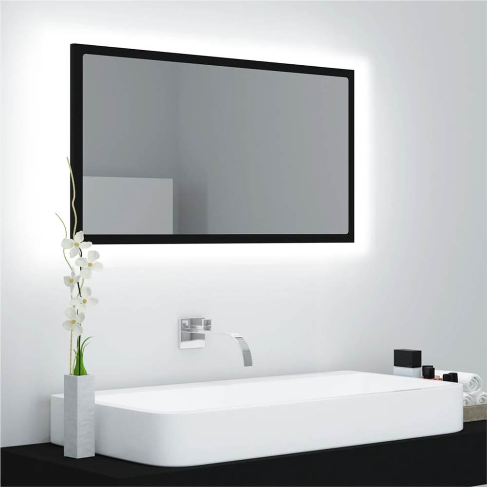 

LED Bathroom Mirror Black 80x8.5x37 cm Chipboard