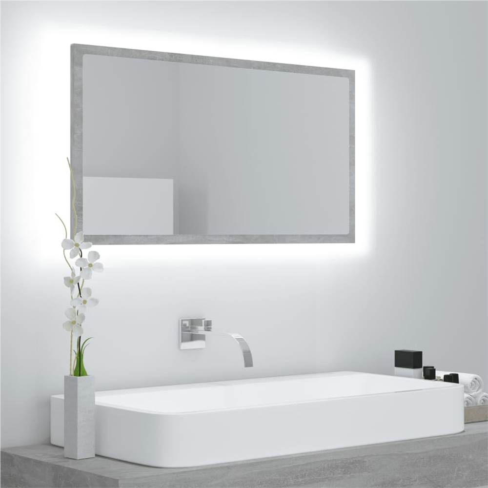 LED Bathroom Mirror Concrete Grey 80x8.5x37 cm Chipboard