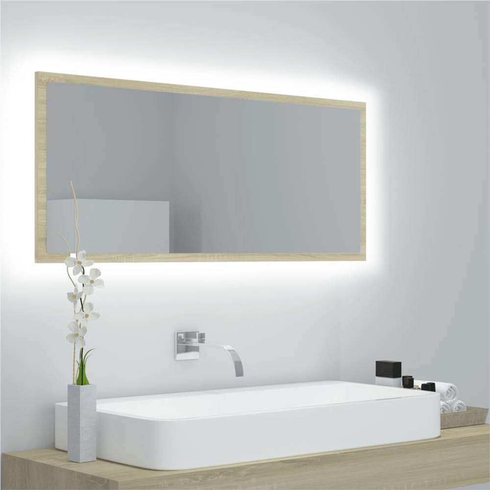 

LED Bathroom Mirror Sonoma Oak 100x8.5x37 cm Chipboard