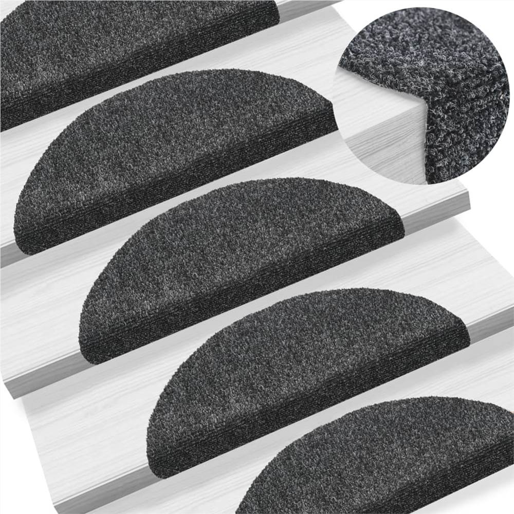 

Self-adhesive Stair Mats 5 pcs Dark Grey 54x16x4 cm Needle Punch