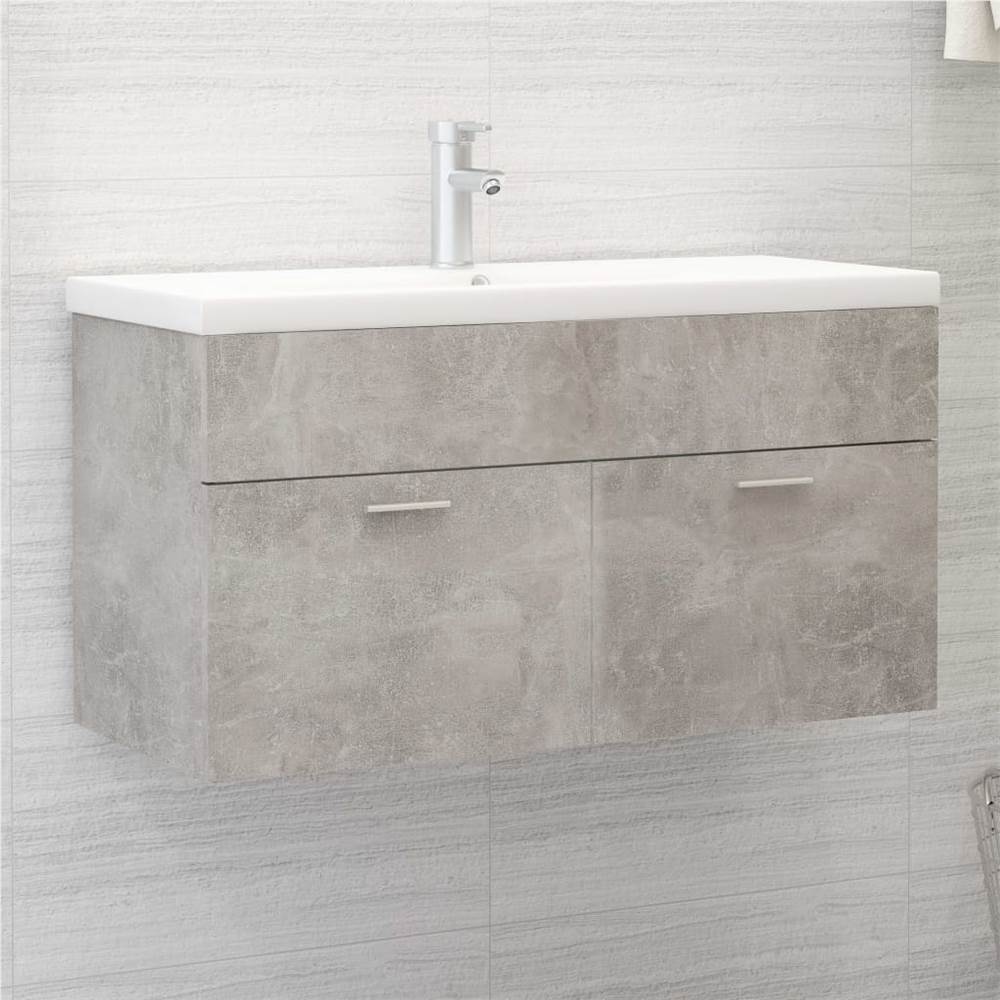 

Sink Cabinet with Built-in Basin Concrete Grey Chipboard