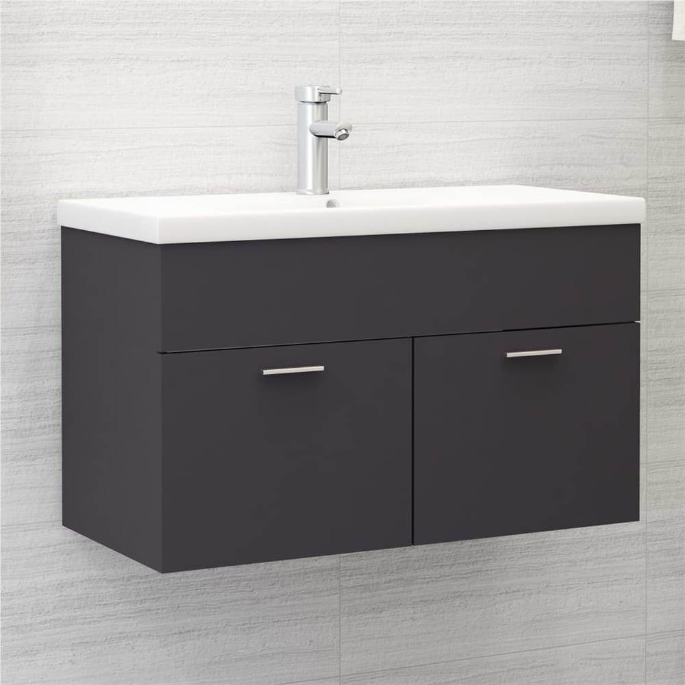 

Sink Cabinet with Built-in Basin Grey Chipboard