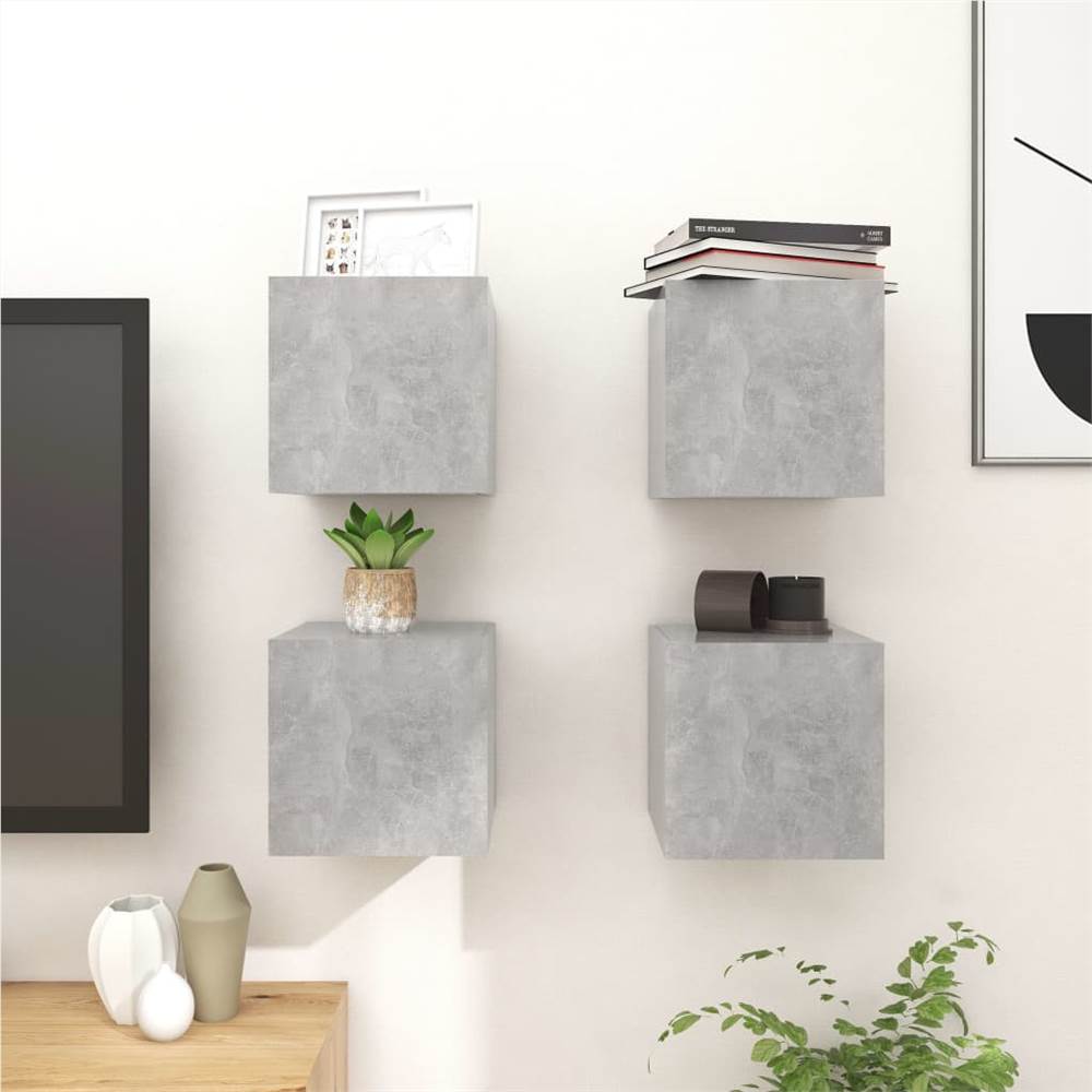 Wall Mounted TV Cabinets 4 pcs Concrete Grey 30.5x30x30 cm