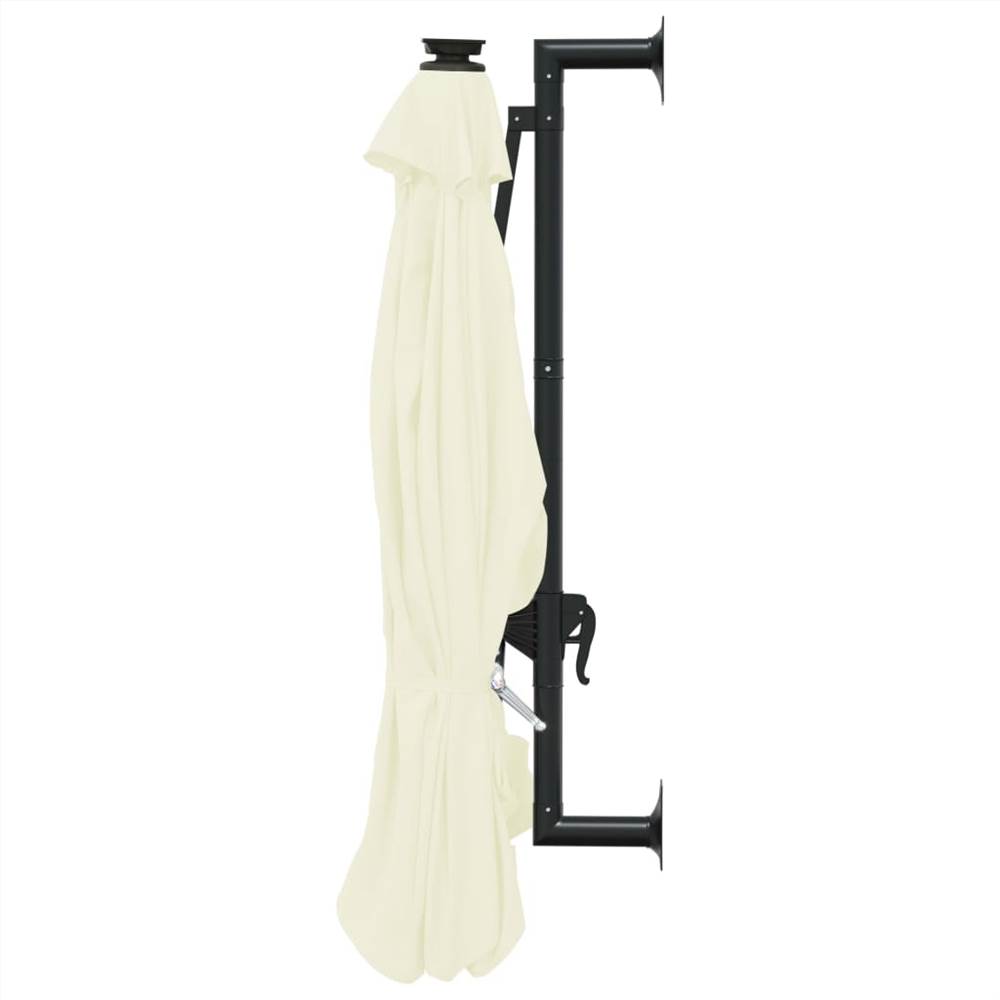 Wall-mounted Parasol with LEDs and Metal Pole 300 cm Sand