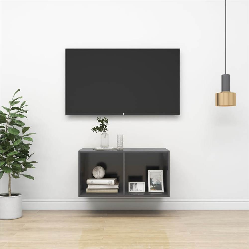 

Wall-mounted TV Cabinet Grey 37x37x72 cm Chipboard
