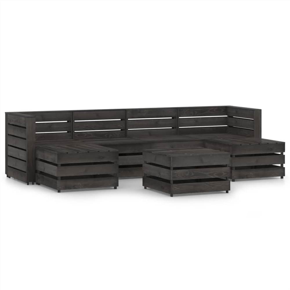 

7 Piece Garden Lounge Set Grey Impregnated Pinewood