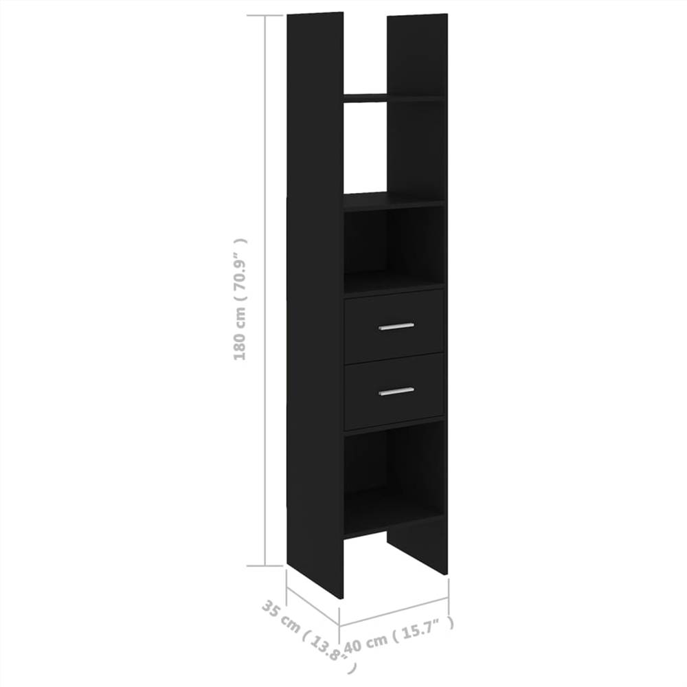Book Cabinet Black 40x35x180 cm Chipboard
