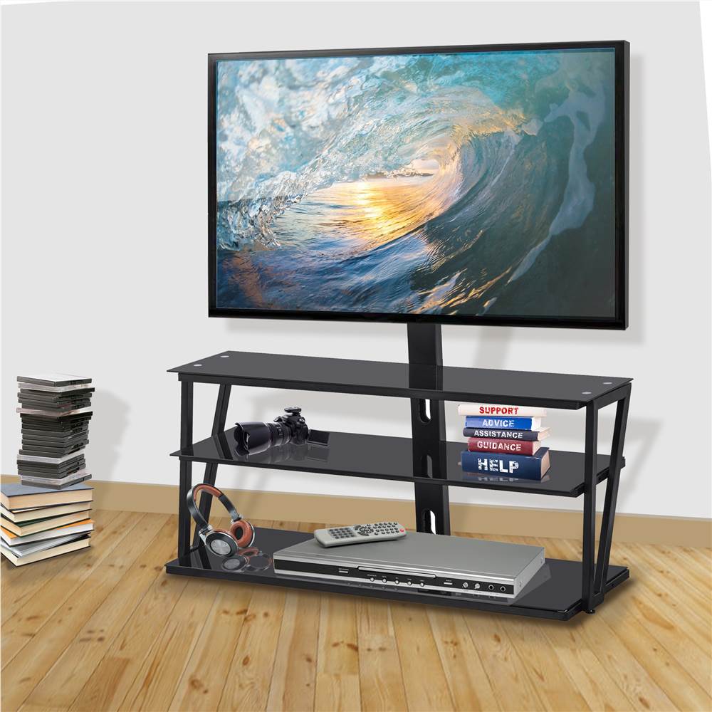 44.1&quot; Height Adjustable TV Stand with 3-Layer Storage Shelf, Suitable for Placing 32~65 inch TVs, for Living Room, Entertainment Center - Black