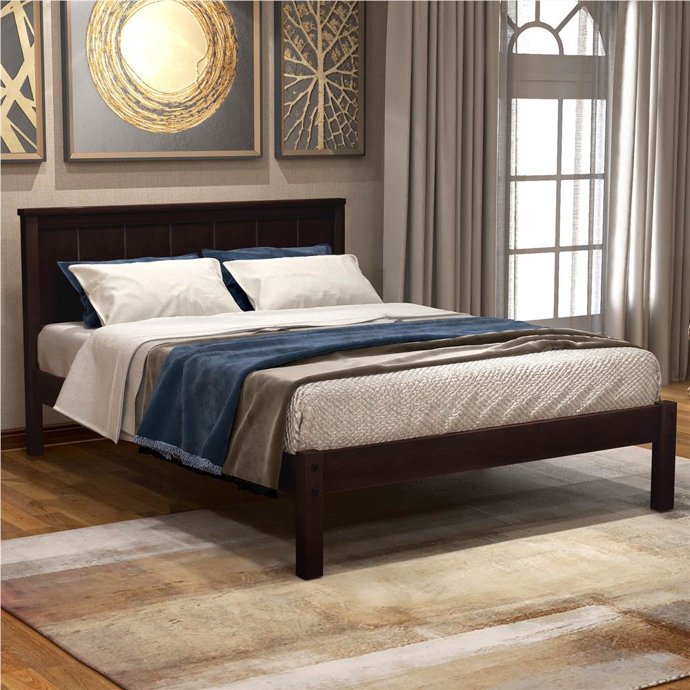 Twin-Size Platform Bed Frame with Headboard and Wooden Slats Support, No Box Spring Needed (Only Frame) - Espresso